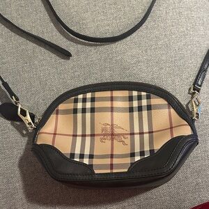 Burberry Tan and Black Check Crossbody Bag